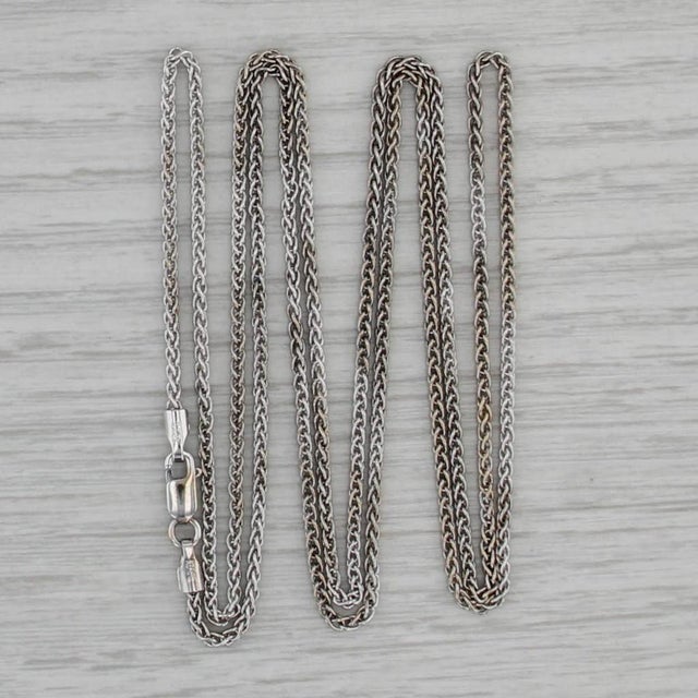 2010s Wheat Chain Necklace 29.75" 1.4mm 14k White Gold For Sale - Image 5 of 6