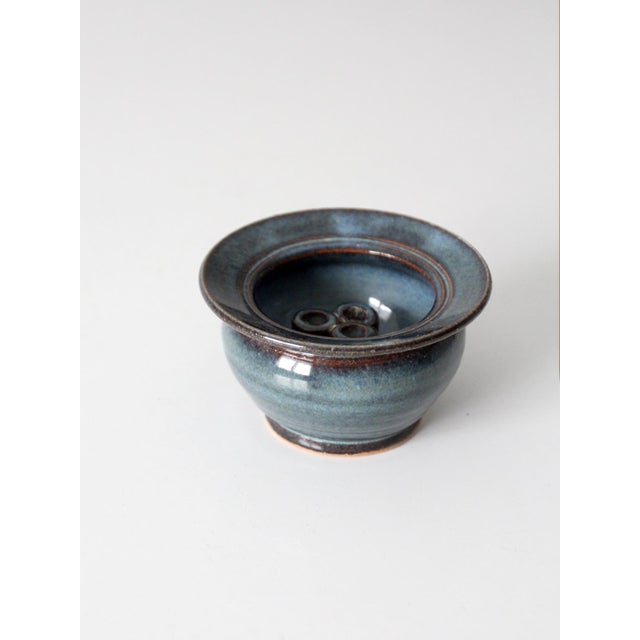Vintage Handmade Studio Pottery Flower Frog Vase For Sale - Image 11 of 11
