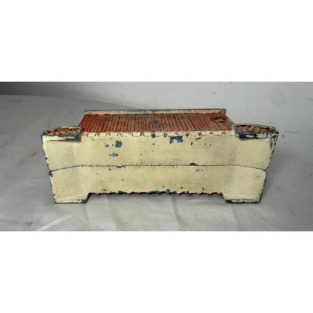 Vintage 20th Century Hand Painted Cast Metal Train Bridge Still Coin Dime Bank For Sale - Image 9 of 10