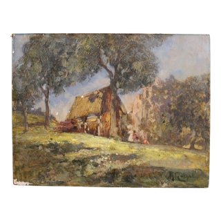 M. Gachet, a Countryside View with Figures, 1940, Oil on Panel For Sale