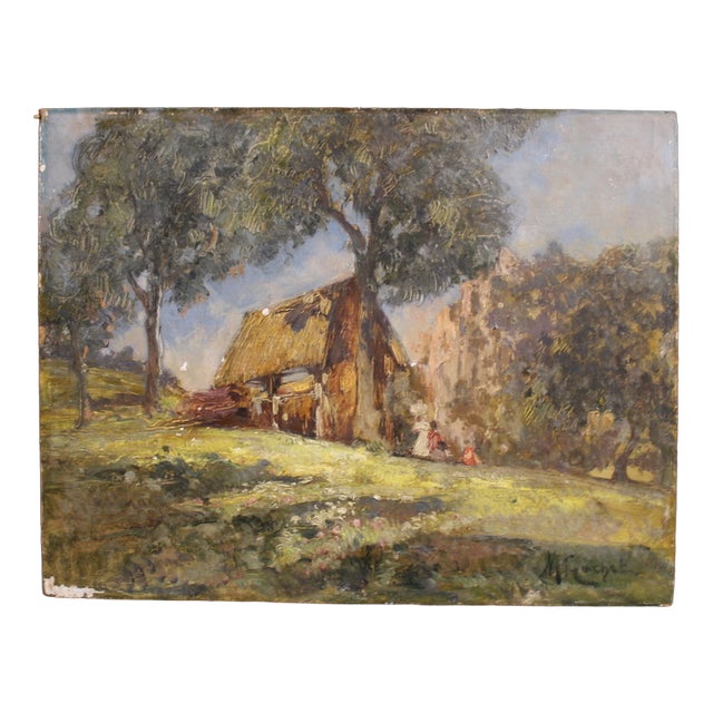 M. Gachet, a Countryside View with Figures, 1940, Oil on Panel For Sale