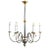 Vintage Large Steel and Brass Six Arm Chandelier For Sale