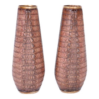 Pair of Faux Alligator Vases For Sale