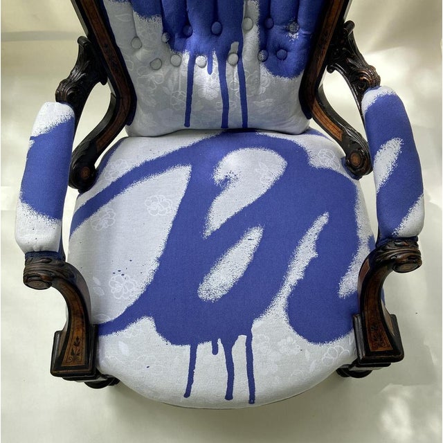 Wood Armchair with Victor & Rolf Upholstery attributed to Horrix For Sale - Image 7 of 18