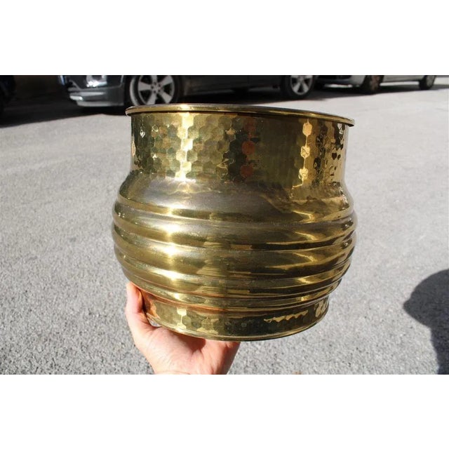 Round Solid Brass Plant Holder, Italy, 1970s For Sale - Image 4 of 8