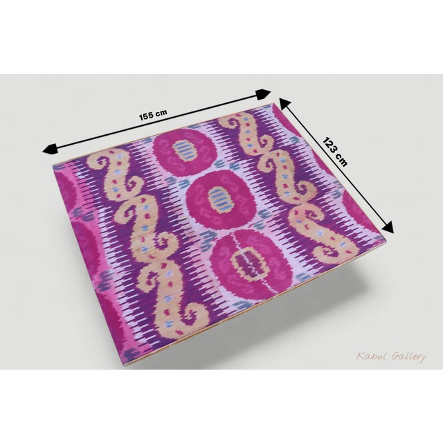 Antiqu Uzbek Silk Ikat Wall Hanging, 1920s For Sale - Image 10 of 18