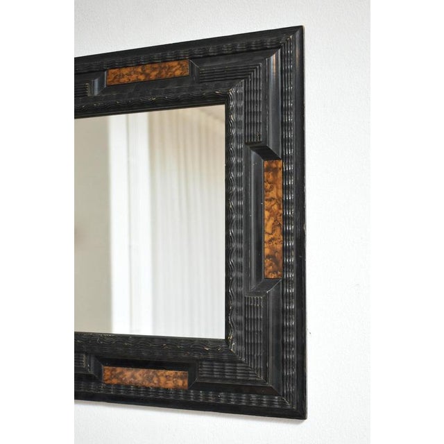Carved Ebonised Wood and Trompe l'Oeil Turshell Mirrors, 19th Century, Set of 2 For Sale - Image 5 of 6