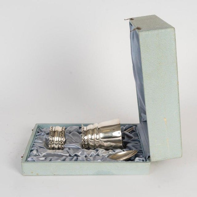 2000 - 2009 Silver-Plated Metal Christening Set, 1900s, Set of 5 For Sale - Image 5 of 9