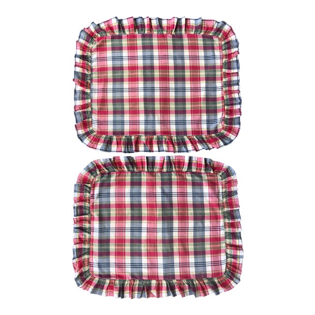 Vintage Ralph Lauren Plaid Madras Ruffle Pillow Shams a Pair Chairish