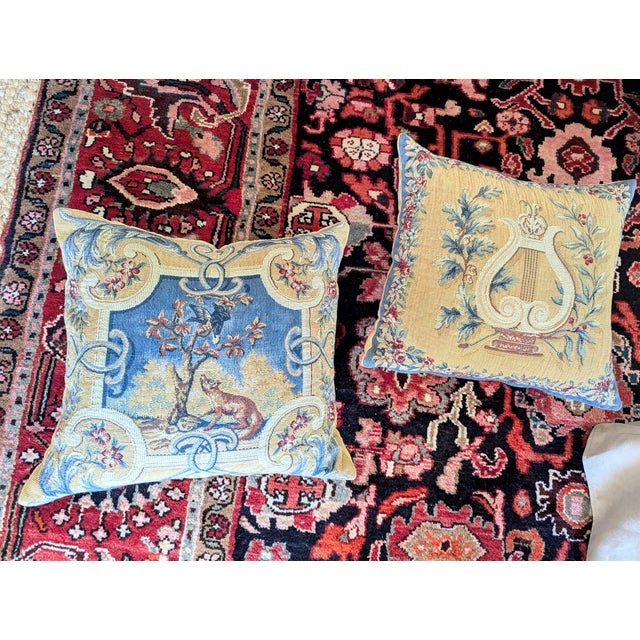 Vintage French Neoclassical Aubusson Jacquard Tapestry Pillows- A Pair For Sale - Image 13 of 16