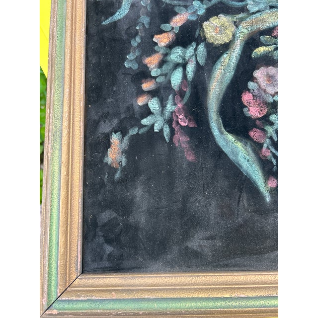 Introduce a striking piece of mid-century textile artistry into your space with this original, hand-painted floral still...