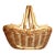 Hand‑Woven Rattan Double‑Handle Basket With White‑Wash Patina For Sale