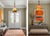 Murano Art Glass Looped Abstract Orange White Pendant Light For Sale - Image 14 of 18