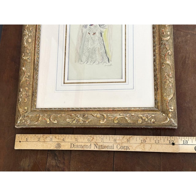 1950s Original Sketch by Alexis Paul Arapoff - Framed Fashion Illustration 1952 Modernist Drawing For Sale - Image 5 of 10