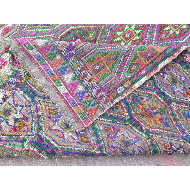 20th Century Turkish Handmade Large Boho Kilim Area Rug For Sale - Image 4 of 13
