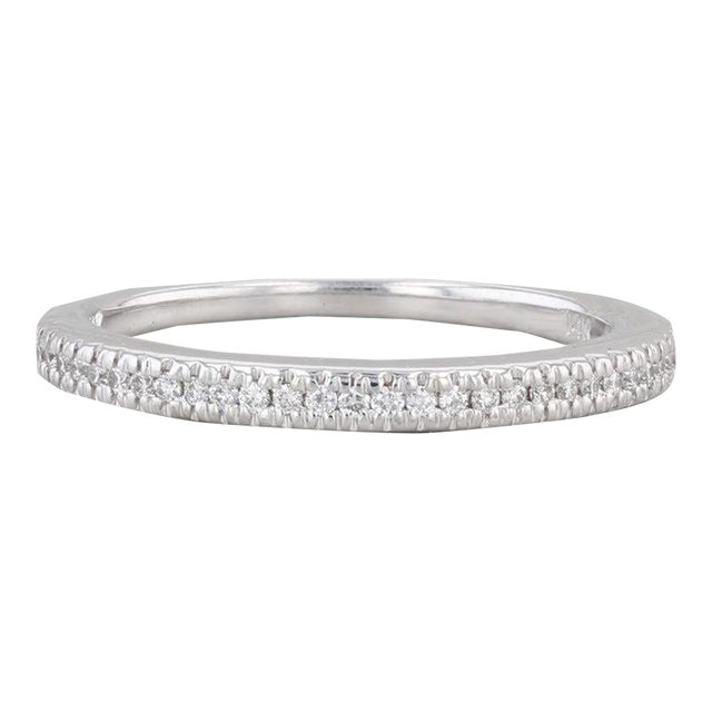 Scott Kay Diamond Wedding Band 14k White Gold Size 6.5 Stackable Ring For Sale