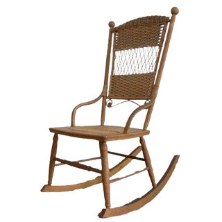 Vintage Wicker Rocking Chair For Sale