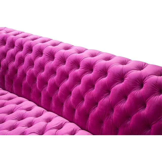 Vicenza Velvet Tufted Sofa, Fuschia For Sale - Image 4 of 8