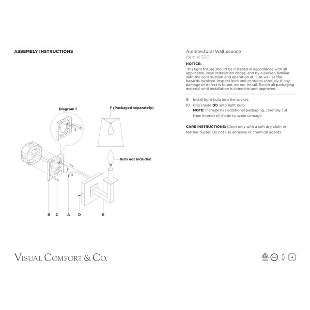 Visual Comfort Studio VC for Visual Comfort Signature Architectural Wall Sconce in Polished Nickel with Linen Shade For Sale - Image 4 of 4