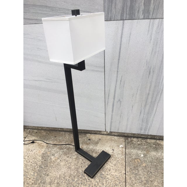 Mid 20th Century Vintage Robert Abbey Modernist Black Metal Floor Lamp With Rectangular Shade For Sale - Image 5 of 10