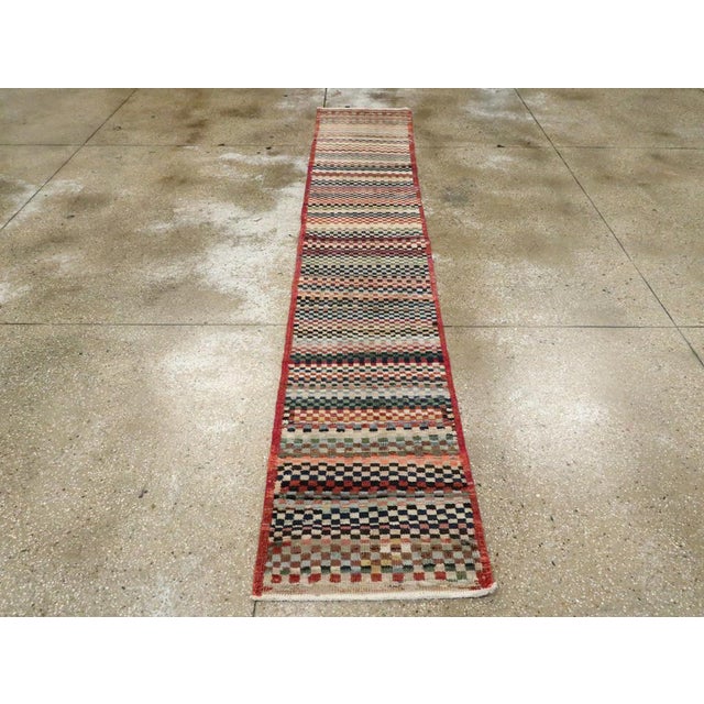 Galerie Shabab Collection Mid-20th Century Handmade Turkish Anatolian Modern Style Runner For Sale - Image 4 of 9