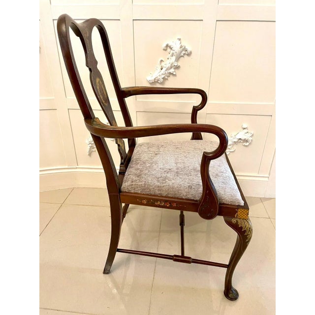 Edwardian Mahogany Decorated Desk Chair For Sale - Image 13 of 18
