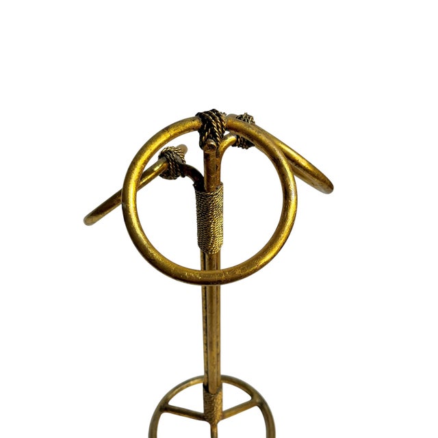 Modern Vintage Italian Gold Tole Freestanding Towel Ring Stand For Sale - Image 3 of 11