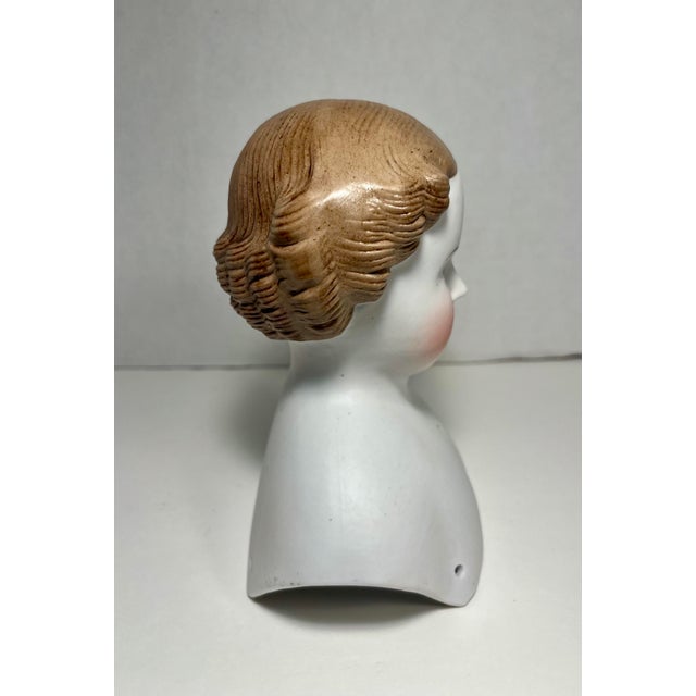 Antique Bisque Porcelain Shoulder Head Molded Hair Doll Numbered For Sale - Image 4 of 9