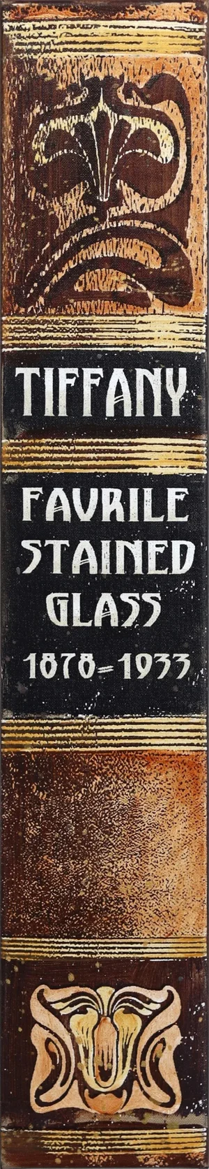 Realism Book Artwork on Canvas "Tiffany Stained Glass'' Contemporary Acrylic Painting by Carl Smith