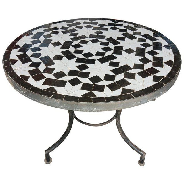 Moroccan Black & White Mosaic Side Table For Sale In Orlando - Image 6 of 6