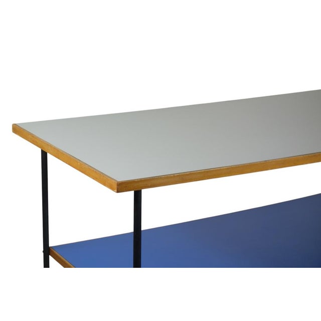 Black Mid-Century Modern Italian Blue Formica Table by Giulio Zappa, 1950 For Sale - Image 8 of 12