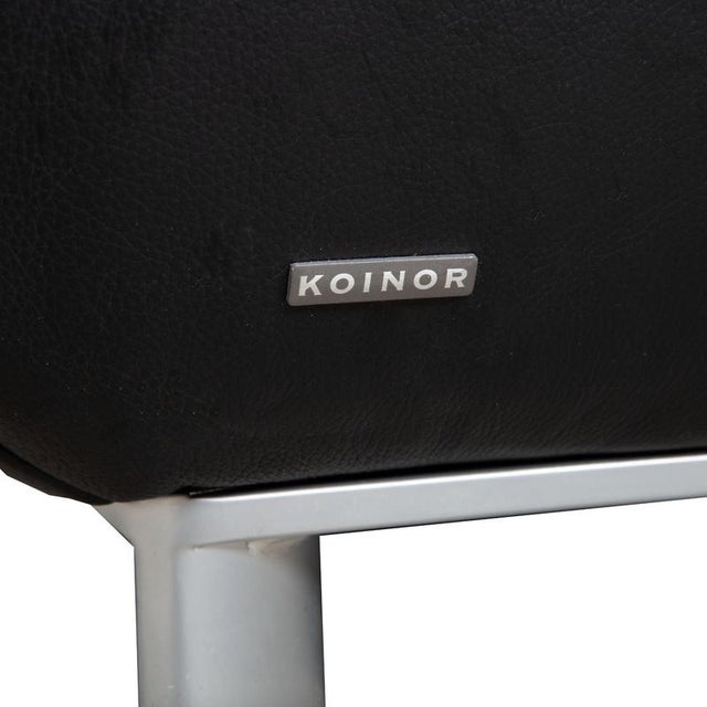 Animal Skin Koinor Volare Two-Seater Leather Sofa Black Couch Manual Function For Sale - Image 7 of 12