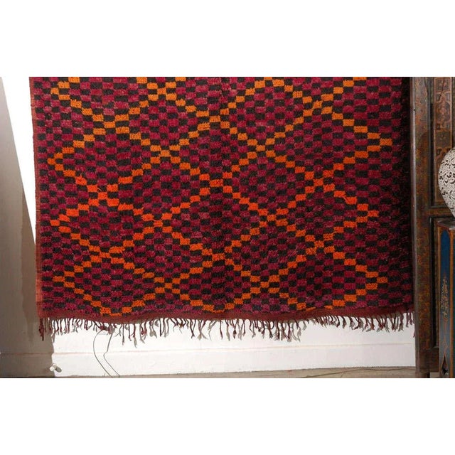 Mid-Century Modern 1960s Authentic Vintage Moroccan Large Pile Tribal Rug For Sale - Image 3 of 9