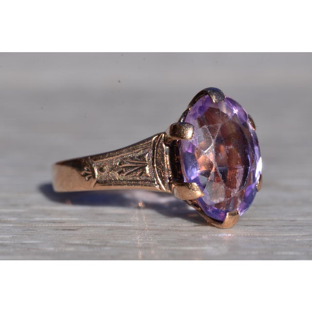 Metal The Bickville: Ladies Victorian 14K Rose Gold Cocktail Ring set with Amethyst For Sale - Image 7 of 10