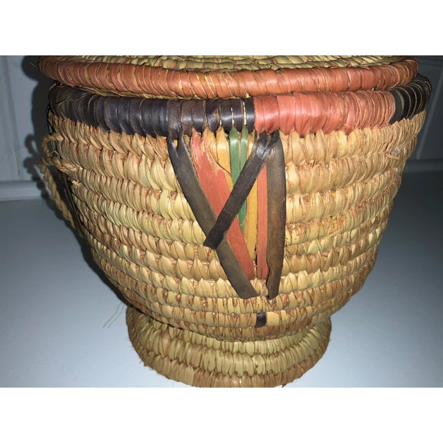 African Woven Grass Basket W/ Lid and Handle Chairish
