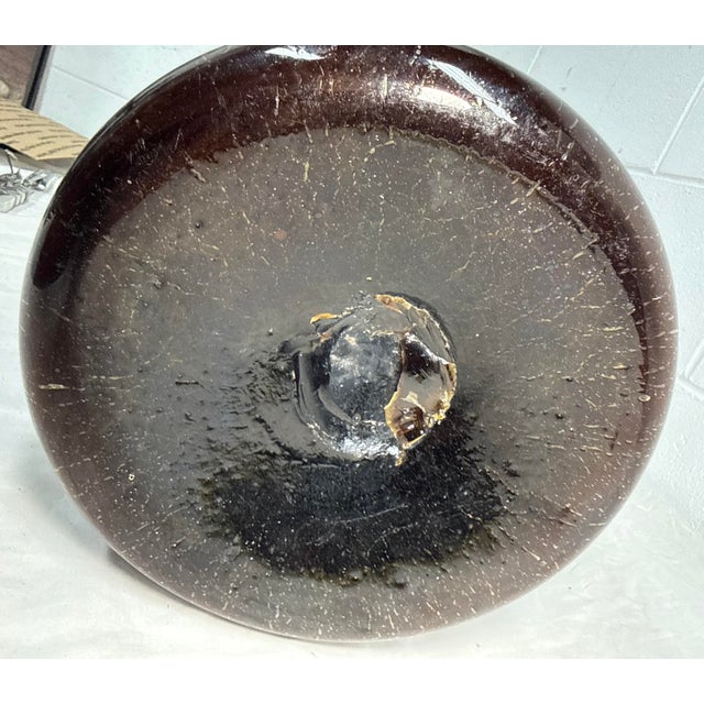 Large Rare Antique 1800's Hand Blown Amber Glass Demijohn Carboy Wine Bottle Jar For Sale - Image 13 of 13