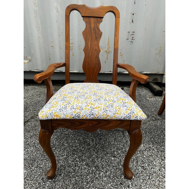 Late 19th Century Set of 4 Oak Queen Anne Style Dining Chairs For Sale - Image 4 of 7