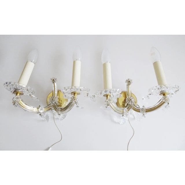 Maria Theresa Style Crystal Glass Wall Lamps, 1960s, Set of 2 For Sale - Image 11 of 11