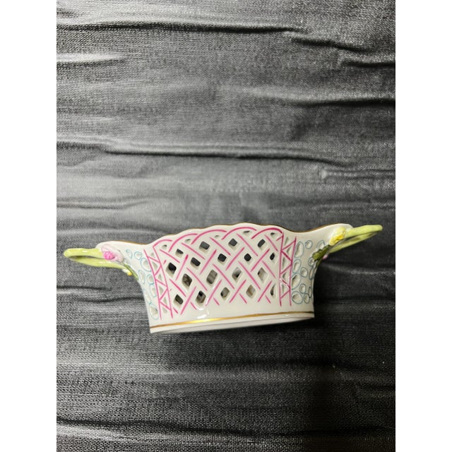 Late 20th Century Vintage Herend Rothschild Bird Openwork Catchall For Sale - Image 12 of 12