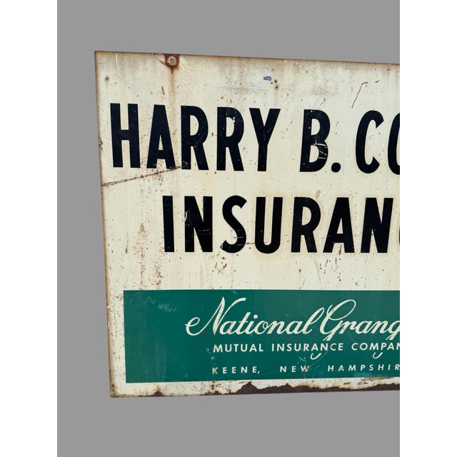 Antique Metal Double Sided National Grange Mutual Insurance Advertising Sign In estate fresh uncleaned original condition...