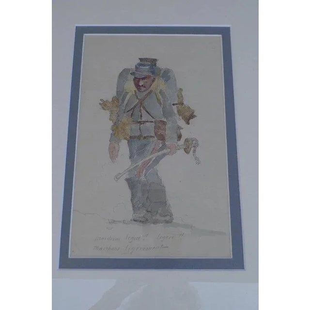 Paint Early 20th Century Portrait of a French Soldier Watercolor Painting, Framed For Sale - Image 7 of 8