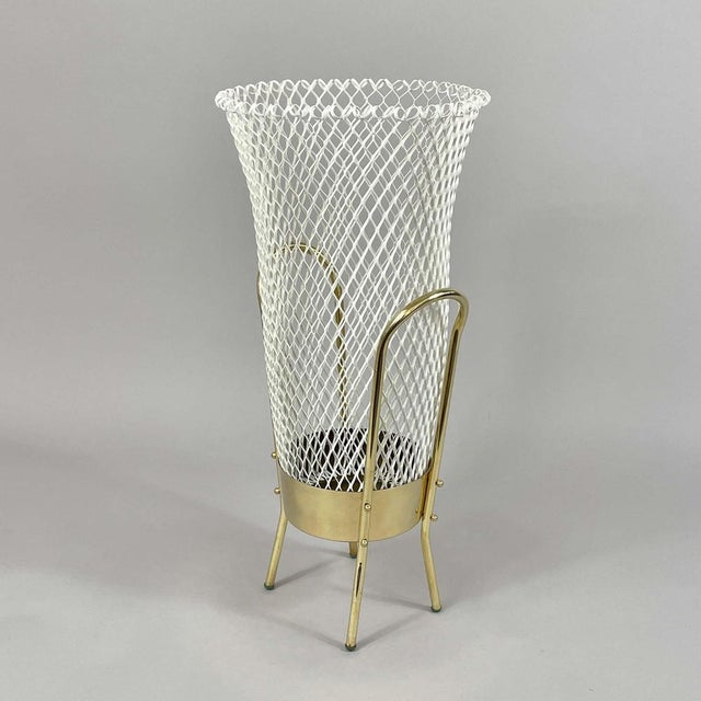 Mid-Century Modern Brass and White Metal Umbrella Stand, Italy, 1950s For Sale - Image 18 of 18