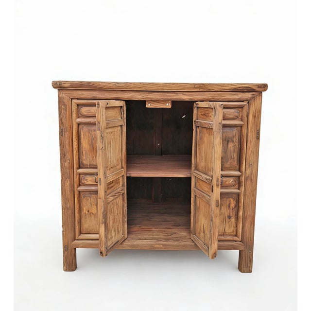 Naturally Aged 4 Panel Elm Cabinet For Sale - Image 4 of 12
