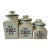 Set of 3 Vintage Ceramic Canisters With Hand Painted Quilted Star Pattern For Sale