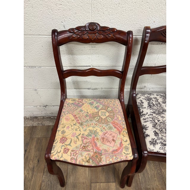 Traditional Vintage Mahogany Rose Back Regency Duncan Phyfe Style Dining Chair - Set of 3 For Sale - Image 3 of 10