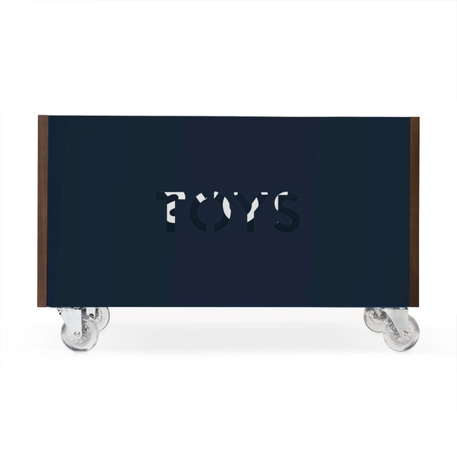 Nico & Yeye Toy Box Chest on Casters Walnut Deep Blue Chairish