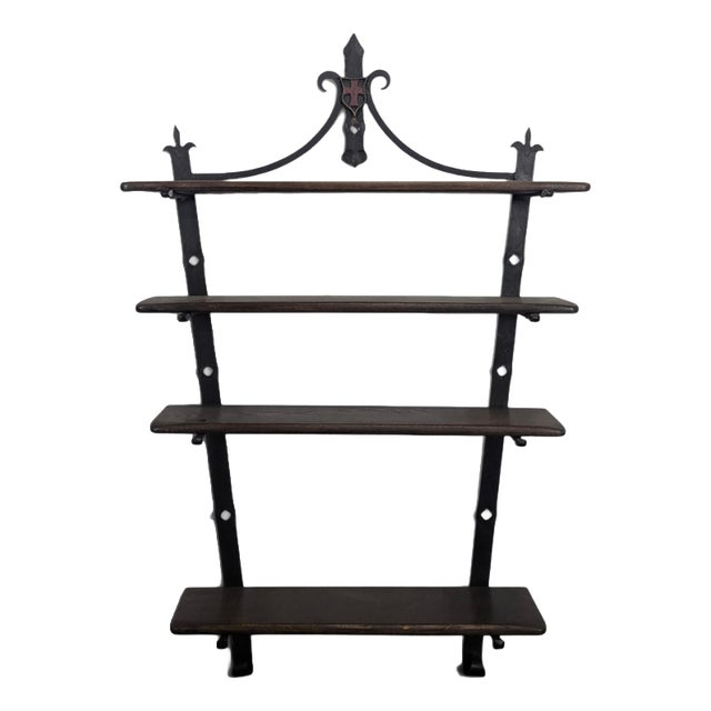 Vintage Wall Shelf in Wrought Iron For Sale