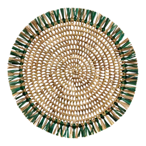 Deborah Rhodes Fringe Raffia Placemats, Green, Set of 4