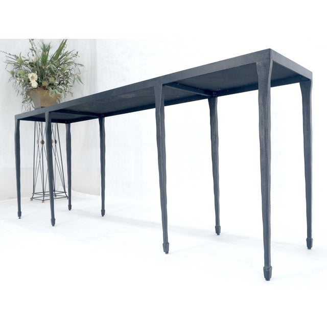 Alberto & Diego Giacometti Wrought Iron Blacksmith Work Gallery Top 19x84" Long Console Sofa Table MINT For Sale - Image 4 of 14
