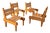 Vintage Brutalist Wooden Armchairs, 1960s, Set of 4 For Sale